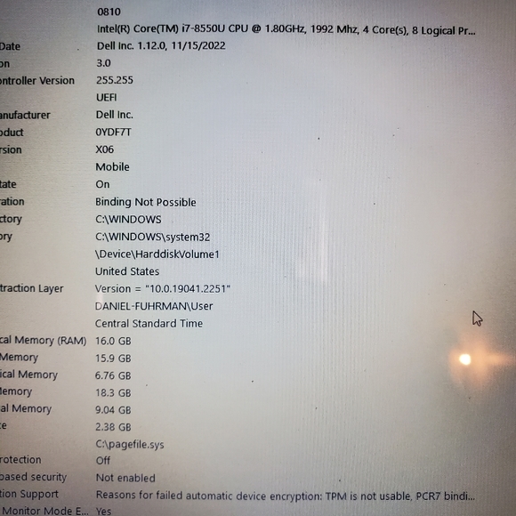 Dell Inspiron 5570 Touch Screen, i7-8550u 16gb 2TB HDD Storage price - Picture 9 of 13